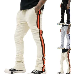 Heren Stacked Pants Kleurblok Zijstrepen Joggingbroek Trekkoord Casual Slim Fit Broek Polyester Spandex High Street Sweatpants