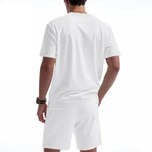 Back detail view showing the white waffle knit texture of this men's two-piece set.