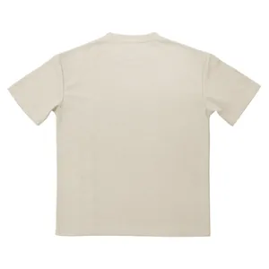 Detailed back view of a minimalist men's loose fit off-white waffle knit short sleeve tee