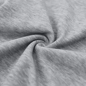 Close-up view of grey marl jersey knit fabric showing soft texture for men's joggers