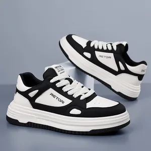Κλασικά ασπρόμαυρα ανδρικά casual sneakers, μοντέρνα χαμηλά παπούτσια για την άνοιξη 2024