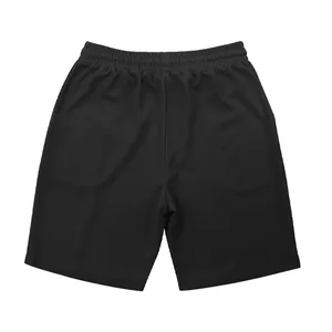 Macro detail view of black breathable honeycomb mesh fabric on casual sports shorts