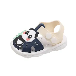 Cute cartoon panda toddler sandals with soft sole and closed toe for baby boys girls