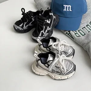 Baskets en Maille Mode pour Enfants Respirant Semelle Souple Épaisse Chaussures de Sport pour Garçons Filles Décontracté Design Patchwork