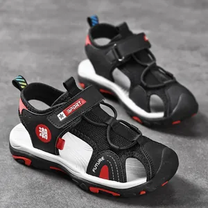 Kids Closed Toe Sandals Boys Girls Anti-collision Beach Shoes Breathable Sport Sneakers With Hook And Loop Fastener For Outdoor Vacation
