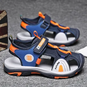 Breathable boys' summer closed-toe sandals with durable rubber soles and velcro straps