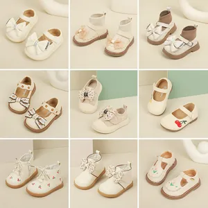 Baby Girls Princess Shoes Microfiber Leather Soft Sole Toddler Walker Shoes Breathable Korean Style Bow Single Shoes