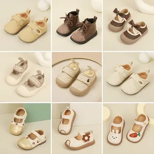 Baby Mädchen Prinzessin Lederschuhe Kleinkind Weiche Sohle Lauflernschuhe Gestepptes Mikrofaser Leder Mary Jane Schuhe Koreanischer Stil Klettverschluss Rutschfeste Flache Schuhe
