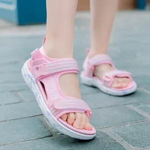Comfortable pink princess sandals for girls with soft sole and open toe beachwear