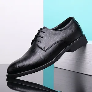 Zapatos de Cuero Formales de Negocios para Hombre Calados Transpirables Estilo Británico Derby para Boda Oficina Negro