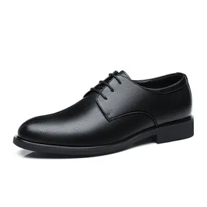 Zapatos de vestir clásicos de cuero negro para hombre con patrón de cocodrilo