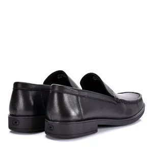 Mocassins classiques en cuir noir pour hommes, en cuir de vachette souple, style business