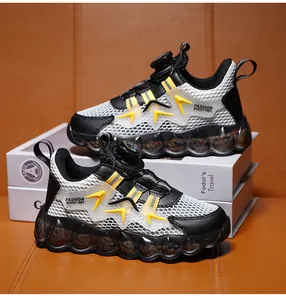 Scarpe da corsa traspiranti per ragazzi con fibbia rotante e suola a bolle trasparente