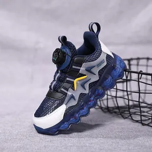 Scarpe da Corsa per Bambini Sneakers in Mesh Con Bottone Girevole Traspiranti Estate Sport Casual Scuola