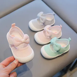 Kleinkind Baby Mädchen Lauflernschuhe Mesh Schleife Prinzessin Weiche Sohle Rutschfeste Sneakers Lauflernschuhe Atmungsaktiv