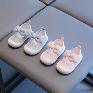 Atmungsaktive Prinzessin Baby Mädchen Lauflernschuhe mit Schleife und weicher Sohle