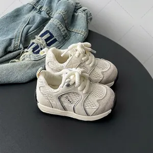 Stylish beige breathable mesh sneakers for baby boys and girls with soft soles 16-30