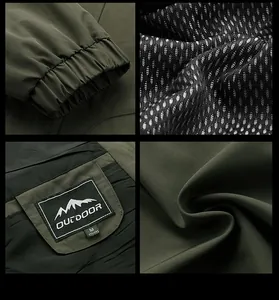 Close-up details of men's outdoor jacket featuring mesh lining and elastic cuffs