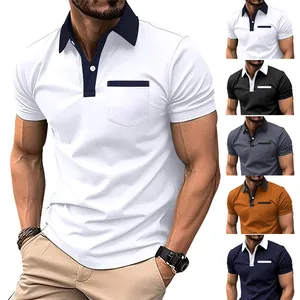 Comparison view of slim fit polo shirts showing various color options and contrast collars
