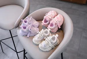 Bequeme atmungsaktive Mesh-Sneaker für Mädchen in den Farben Lila, Rosa und Beige