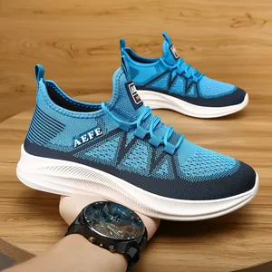 Sneakers casual da uomo leggere e traspiranti in mesh blu con suola ammortizzata