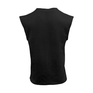 Vue arrière du gilet sans manches en tricot jacquard noir pour hommes grande taille