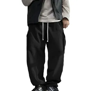 Men's loose fit corduroy cargo pants with drawstring and side pockets detail