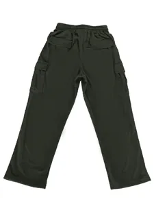 Detailed back view of men's dark olive corduroy cargo pants featuring flap pockets