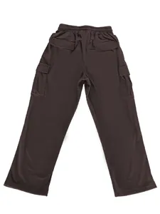 Detailed back view of men's loose wide-leg corduroy cargo pants with large flap pockets