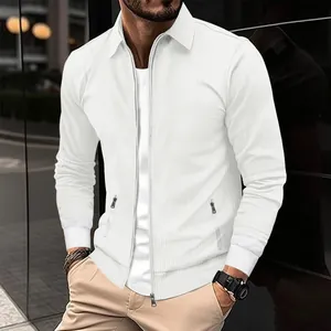 Giacca Uomo in Maglia a Nido d'Ape Leggera con Cerniera e Risvolto Slim Fit Cardigan a Maniche Lunghe Cappotto Casual Uomo