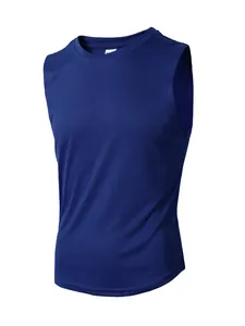 Canotta sportiva da uomo in maglia a rete blu reale con vestibilità slim e spalline larghe.