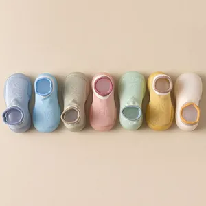 Toddler Baby Sock Shoes Soft Rubber Sole Breathable Knitted First Walker Shoes Indoor Kindergarten Anti-Slip Shoes For Kids