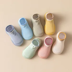 Breathable infant baby sock shoes with soft non-slip soles in multiple pastel colors