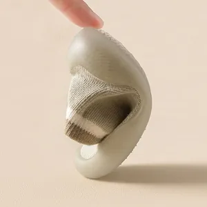 Soft sole breathable toddler sock shoes showing high flexibility for baby walking