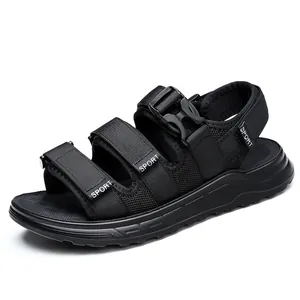 Classic men's black outdoor sports sandals featuring adjustable straps and durable buckles