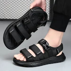 Professional men's black casual sporty sandals with non-slip soft sole for summer beach