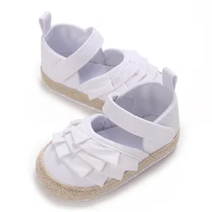 Scarpe Primi Passi per Neonata Suola Morbida con Volant in Tela Stile Espadrillas Scarpe Antiscivolo Casual per Bambini