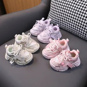 Kids Mesh Sneakers Breathable Faux Leather Running Shoes For Toddler Boys Girls Non-Slip Soft Sole Hook and Loop Baby Casual Shoes
