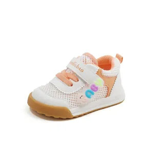 Atmungsaktive Mesh-Lauflernschuhe für Kleinkinder mit rutschfester Gummisohle und Klett