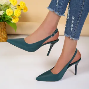 Zapatos de Tacón con Tira Trasera y Punta Estrecha para Mujer Elegantes Salones con Hebilla de Strass para Fiesta