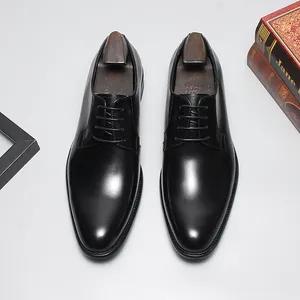 Chaussures habillées classiques en cuir noir à lacets pour hommes tenue d'affaires