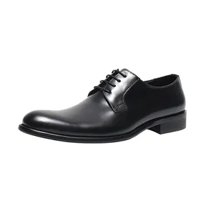 Chaussures de ville classiques en cuir noir pour hommes à lacets pour le bureau formel