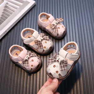 Baby Mädchen Lauflernsandalen Mit Blumenstickerei Schleife Prinzessin Kleinkind Sommer Rutschfeste Klettverschlussschuhe