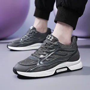 Men's breathable mesh Flyknit running shoes with thick soles and casual sporty design