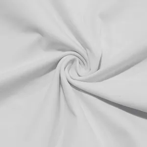 Macro detail of soft white fabric texture for slim fit men's turtleneck t-shirt