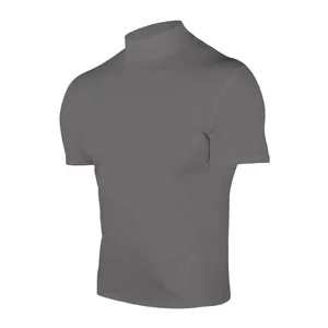 Premium mens high-neck short sleeve compression base layer t-shirt in solid dark grey