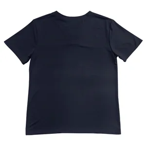 Rückansicht eines klassischen dunkelblauen schmal geschnittenen Herren-T-Shirts