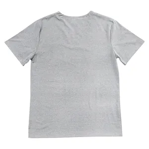 Graues Herren-T-Shirt mit V-Ausschnitt und kurzen Ärmeln, Rückansicht, schmale Passform