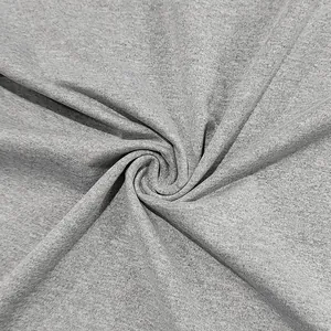 Makro-Detail des atmungsaktiven grau melierten Jersey-Stoffs für Herren-T-Shirts