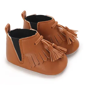 Weiche braune Baby-Fransenstiefel mit Quasten für 0-1-Jährige, SKU-Variantenansicht.